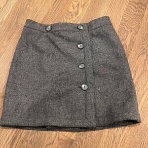 Ann Taylor LOFT Wool Blend Gray Wrap Skirt w/ Side Button Detail SIZE 4